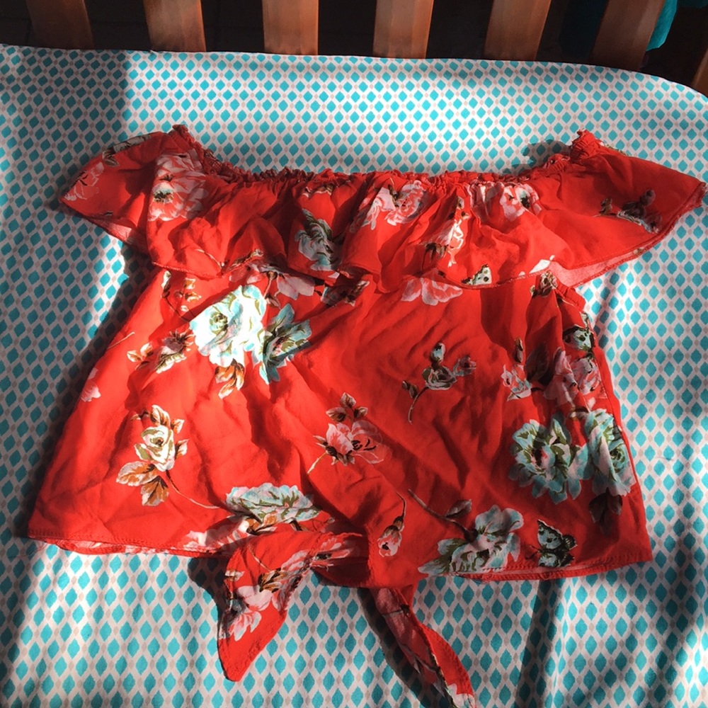 Red floral Off the shoulder top